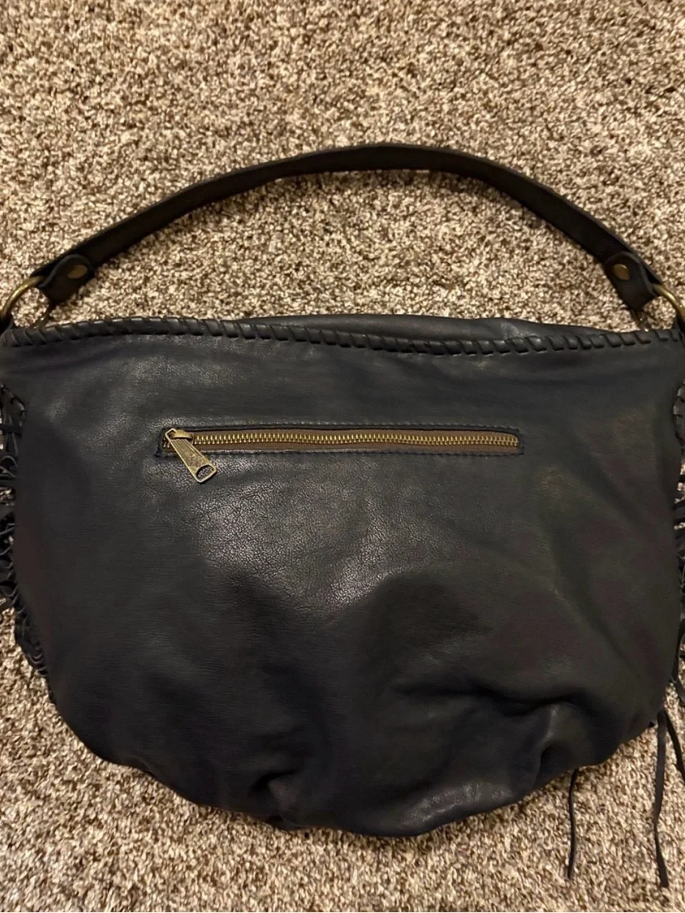 Patricia Nash Fringe Leather Hobo Bag - Black